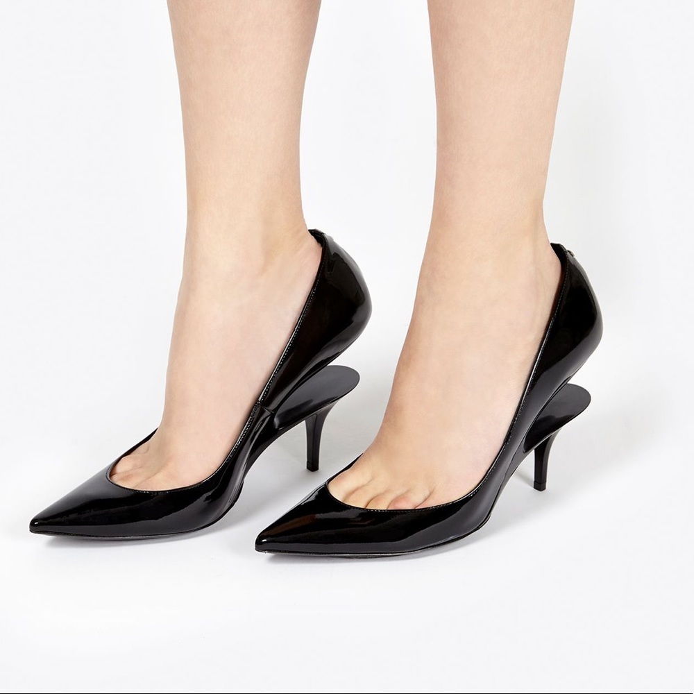 Maison Margiela Black Patent Pumps w/ Cutout Heel